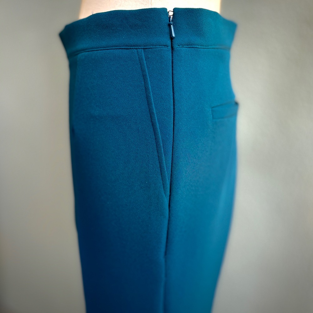 Safiyaa Turquoise Blue Wide Leg Trousers Size 6 38 UK 10 Stretch Flat Front Pant - Picture 10 of 17